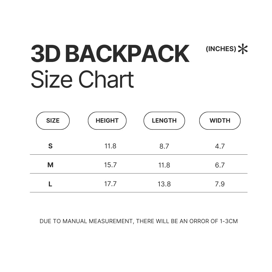 3D Backpack Size Chart - Dorohedoro Store