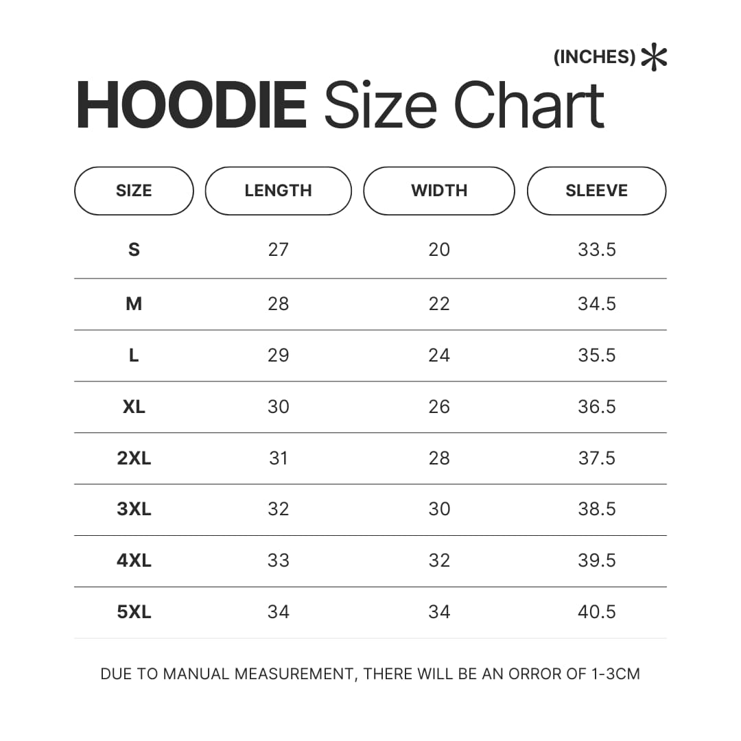 Hoodie Size Chart - Dorohedoro Store