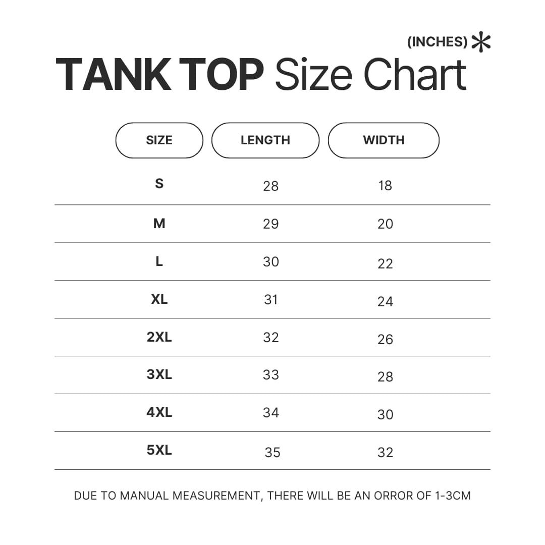 Tank Top Size Chart - Dorohedoro Store