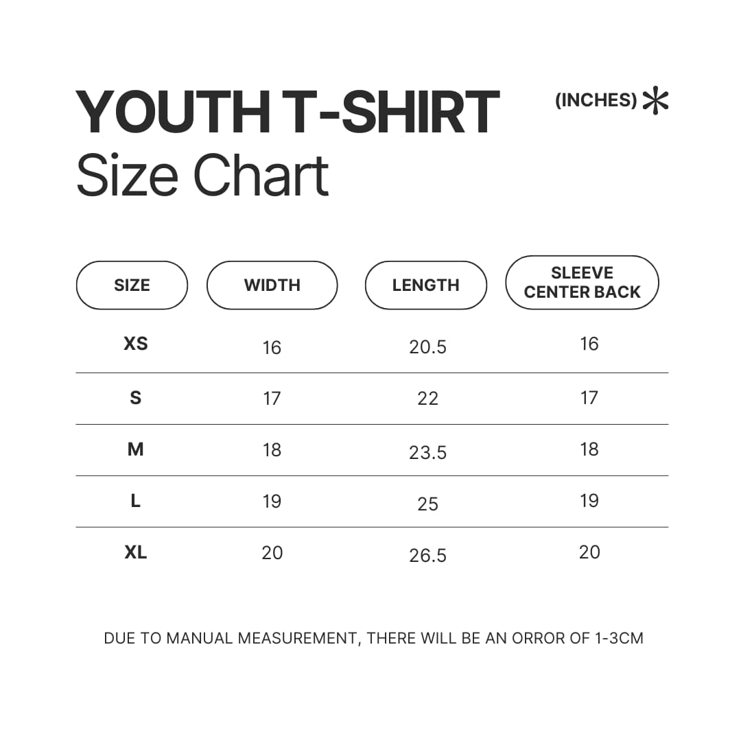 Youth T shirt Size Chart - Dorohedoro Store