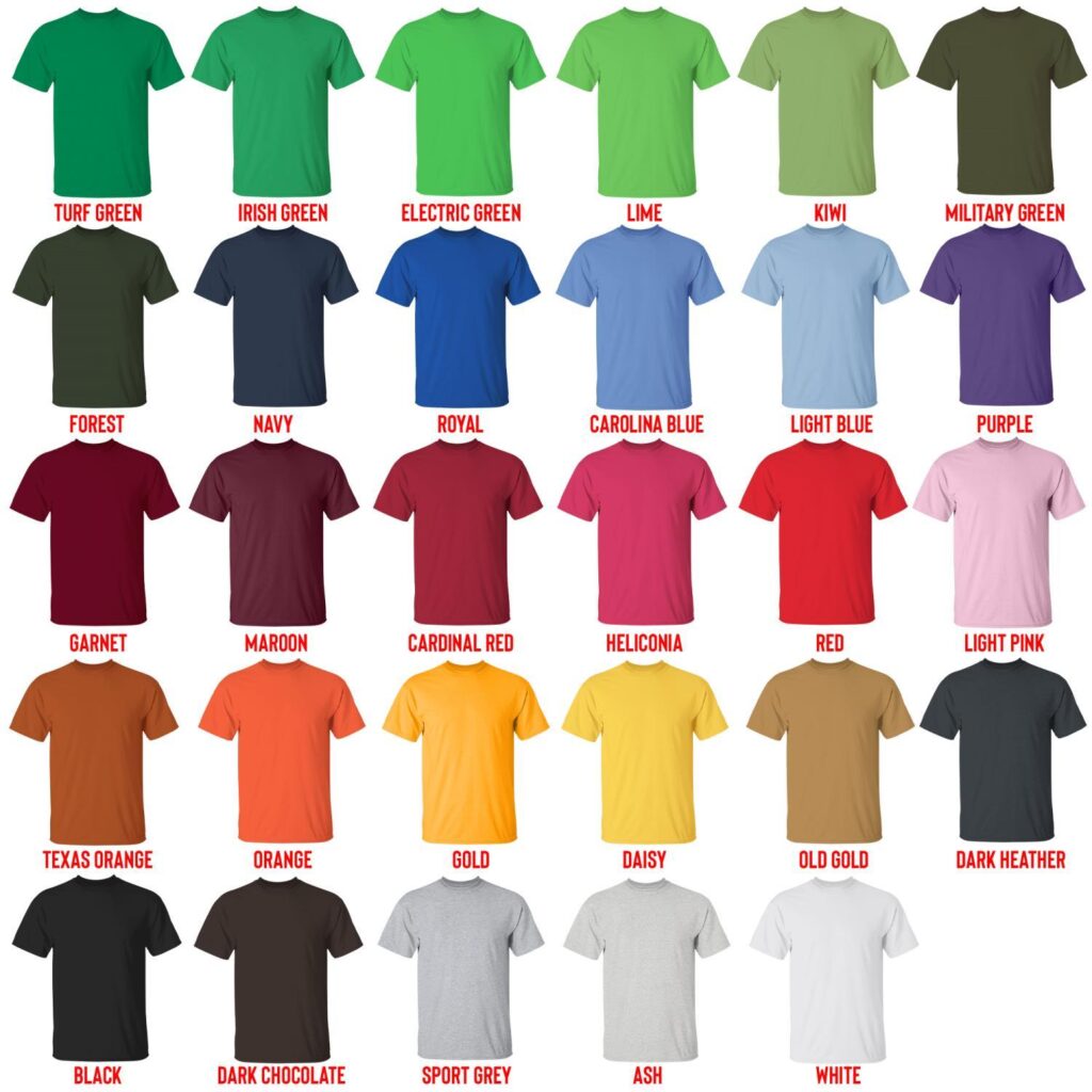 t shirt color chart 2 - Dorohedoro Store