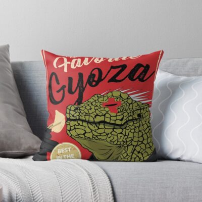 Dorohedoro Anime Kaiman Eating Gyoza Throw Pillow Official Dorohedoro Merch